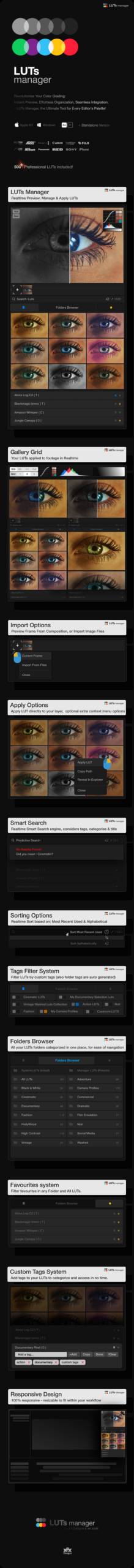 LUTs Manager Real Time Bulk Previews Tool and 500 LUTs for Effortless Professional Color Grading
