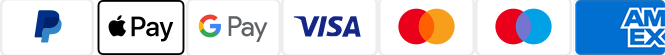 Accepted payment methods: PayPal, Apple Pay, Google Pay, Visa, Mastercard, Maestro and Amex